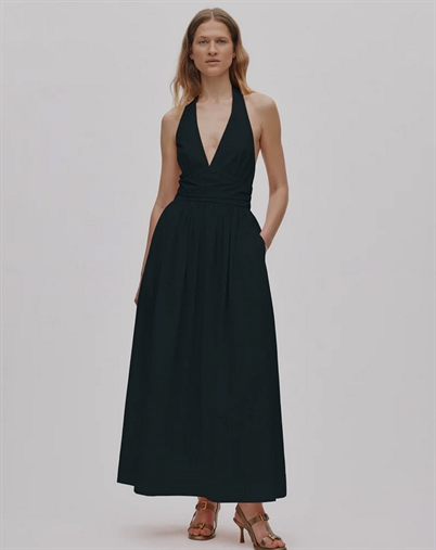 Rabens Saloner - Izette Poplin Halter Kjole - Black 